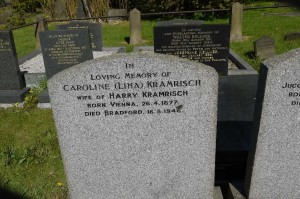 Grave stone of Karoline 'Lina' Kramrisch, wife of Harry Kramrisch
